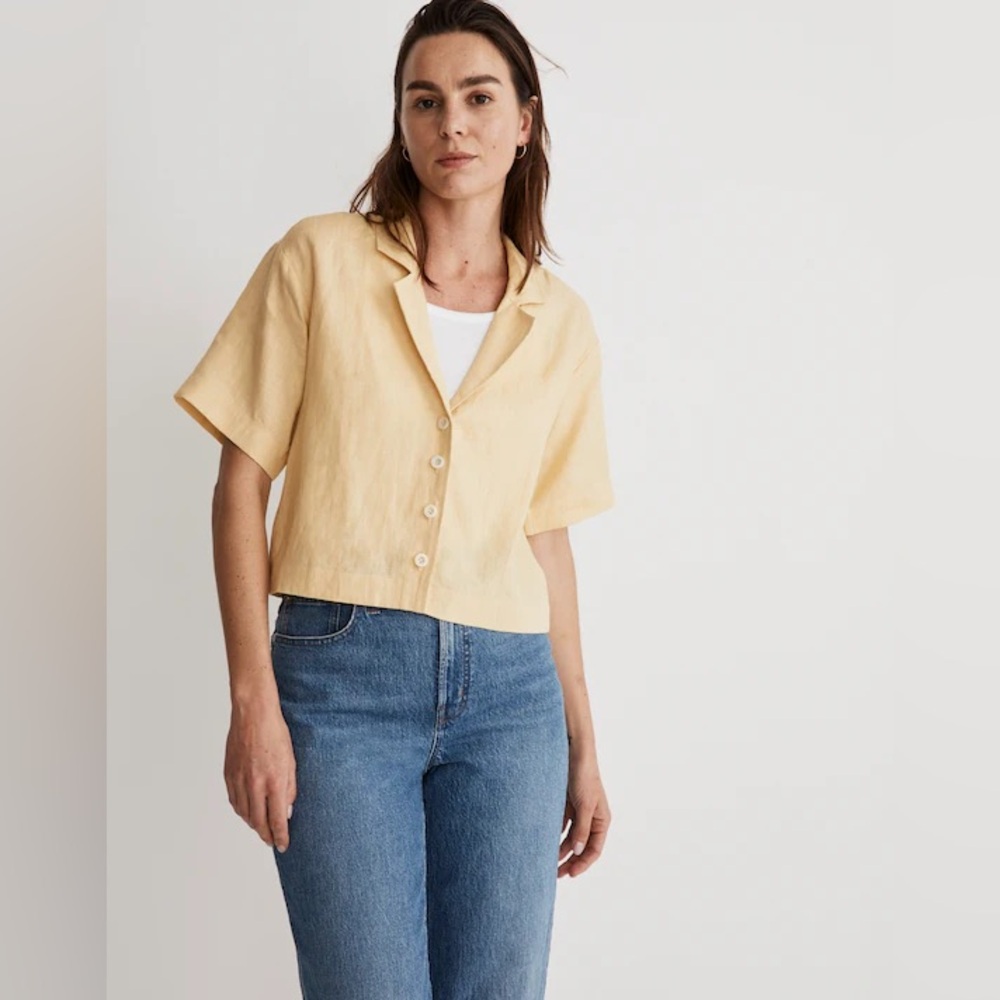 Madewell linen resort shirt in light straw